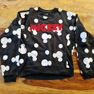 Disney Women's Pullover Sweater MICKEY Sequins Black and White Mouse Size Small